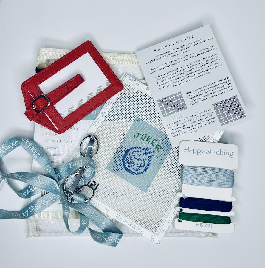 Wild Tile Needlepoint Luggage Tag SELF FINISHING KIT (by Happy Stitching)