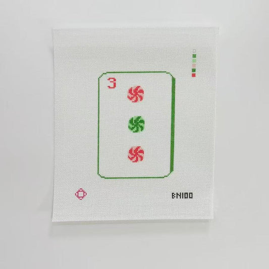 3 Peppermint Dot Mah Jong Tile Ornament Needlepoint Canvas