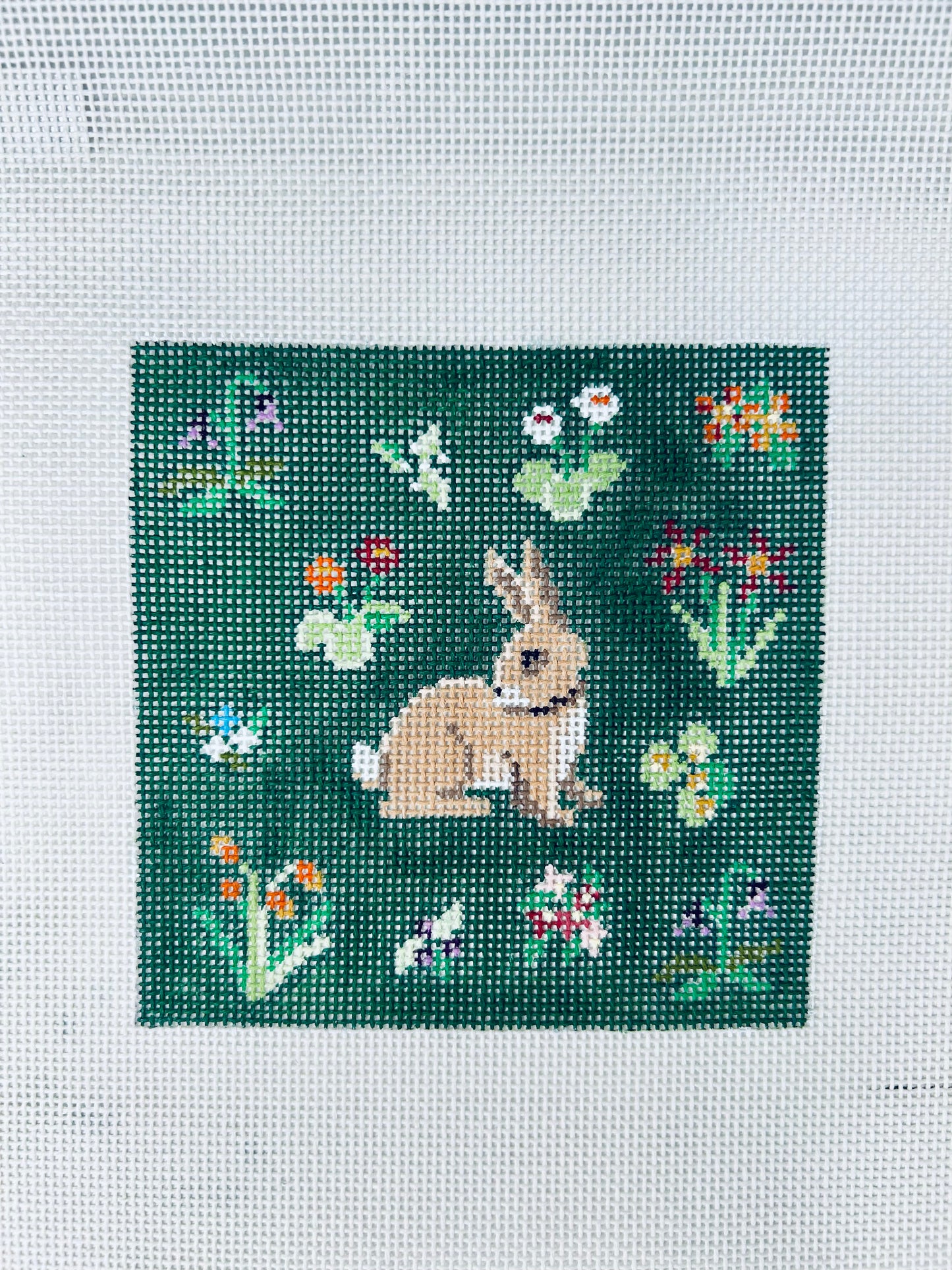 Cluny Rabbits Needlepoint Canvas, Coaster Set