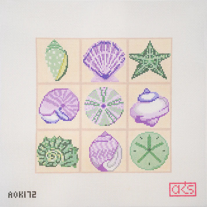 Shell Tic-Tac-Toe Needlepoint Tray Insert Canvas