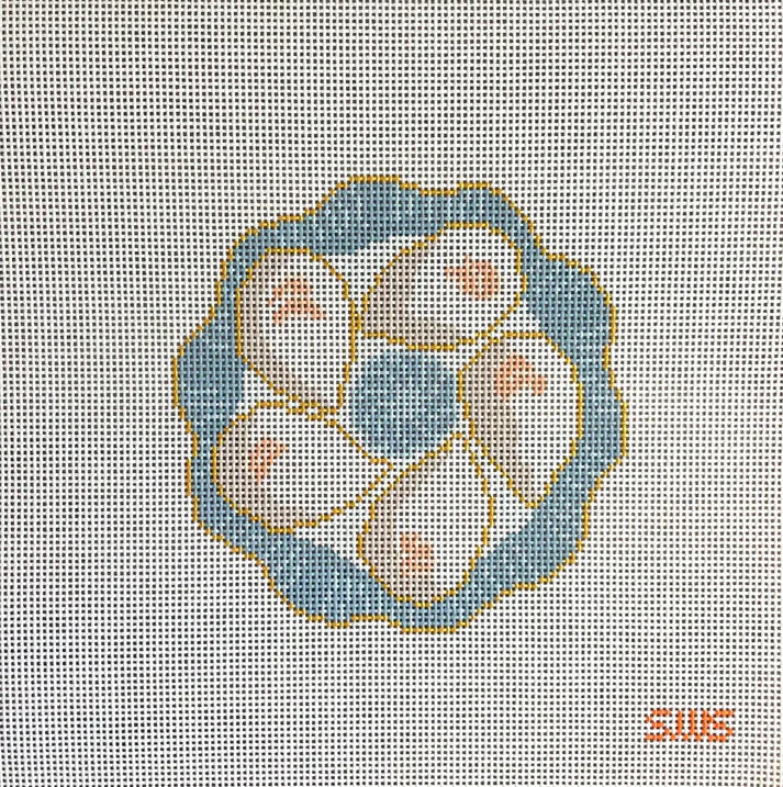 Stitching with Stacy Blue Oyster Plate - 13 Count