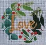 Love White/Gold Needlepoint Ornament  Canvas
