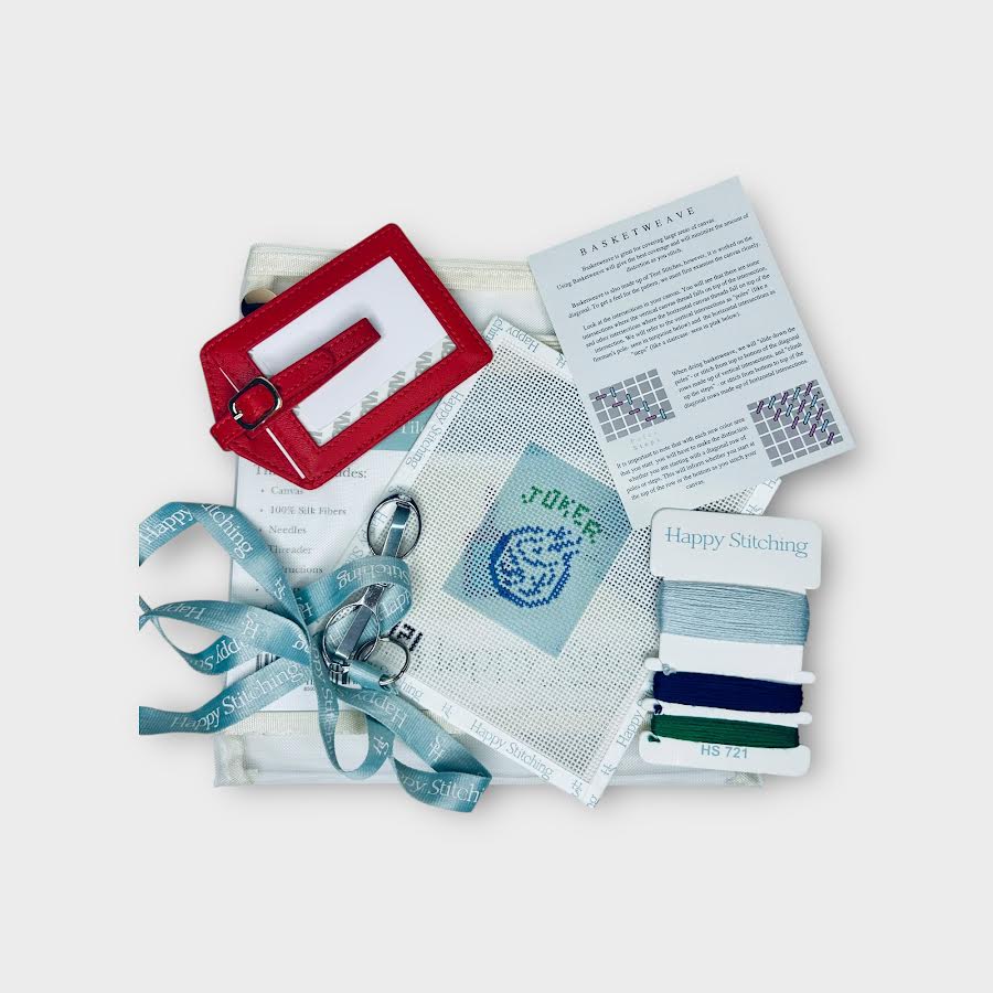 Wild Tile Needlepoint Luggage Tag SELF FINISHING KIT (by Happy Stitching)