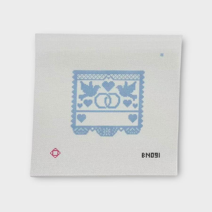 Love Birds Papel Picado Needlepoint Ornament Canvas