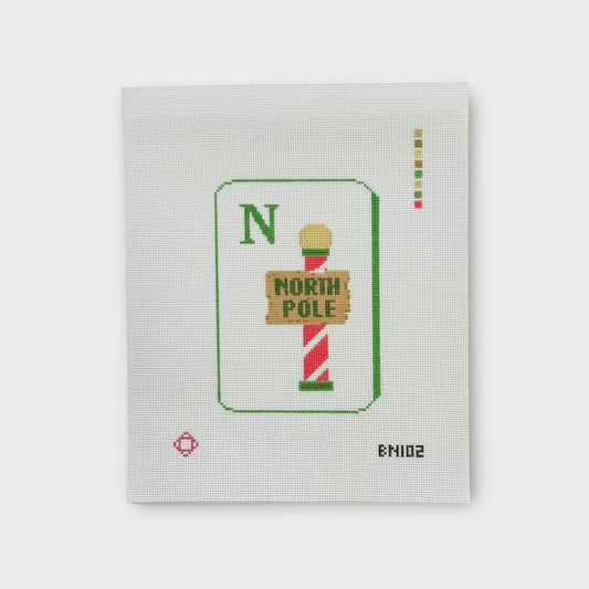 North (Pole) Mah Jong Tile Needlepoint Ornament Canvas