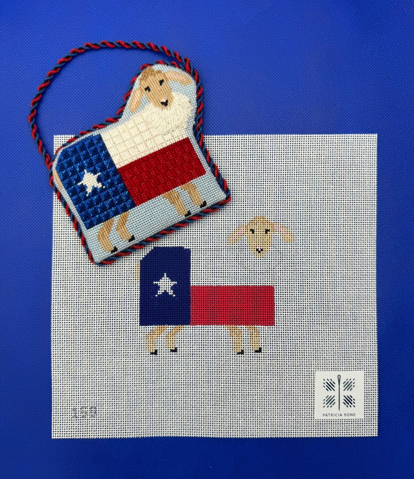 Sheep with Texas Flag Needlepoint Ornament with Stitch Guide by Patricia Sone