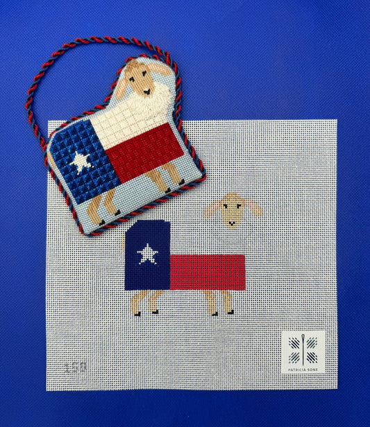 Sheep with Texas Flag Needlepoint Ornament with Stitch Guide by Patricia Sone
