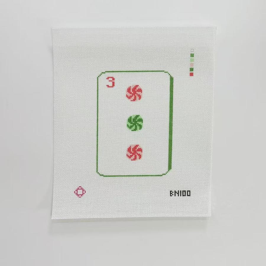 3 Peppermint Dot Mah Jong Tile Ornament Needlepoint Canvas