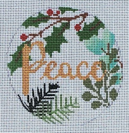 Peace White/Gold Needlepoint Ornament Canvas