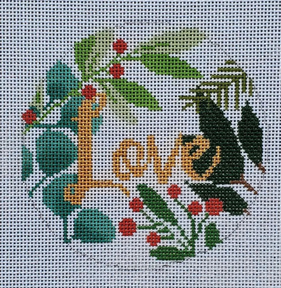 Love White/Gold Needlepoint Ornament  Canvas
