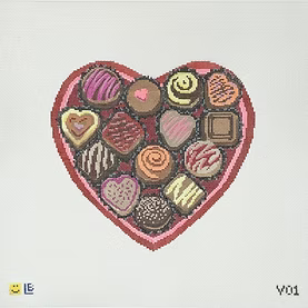 Chocolate Heart Box Needlepoint Canvas