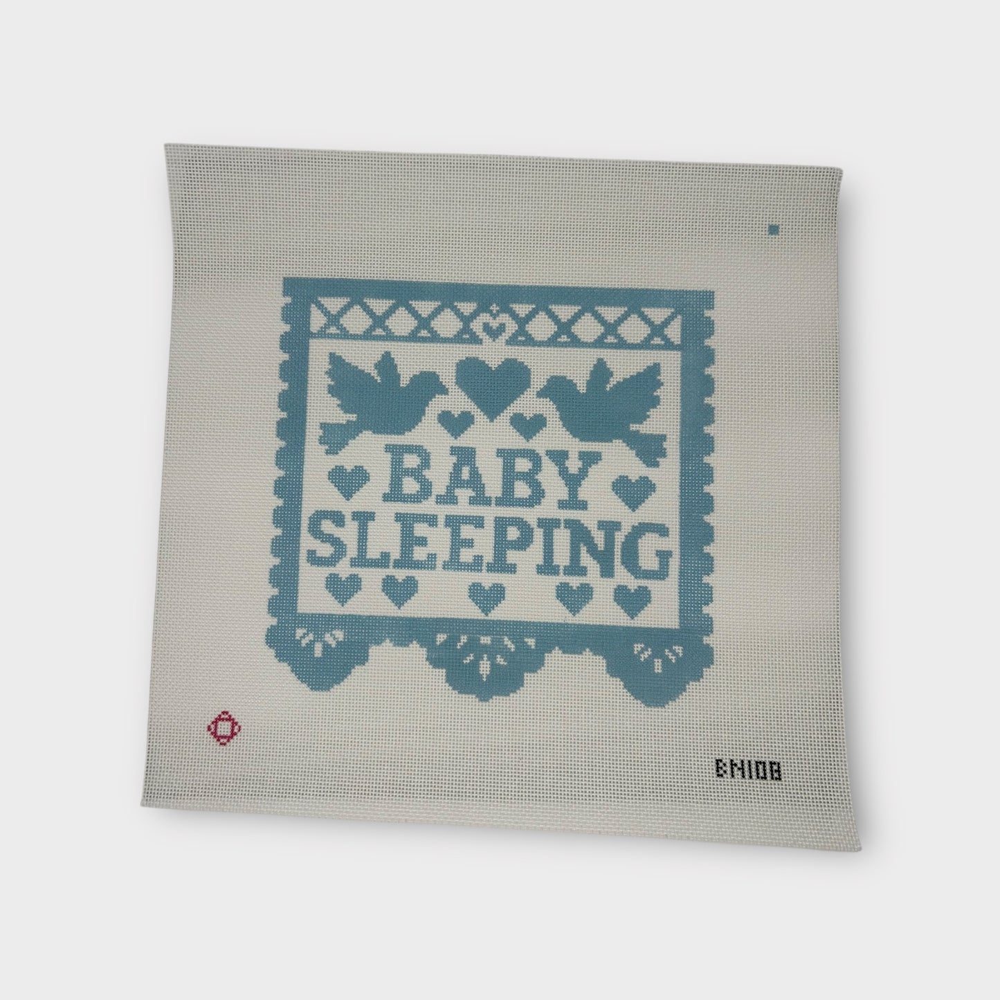 Baby Sleeping (Blue) Papel Picado Needlepoint Sign