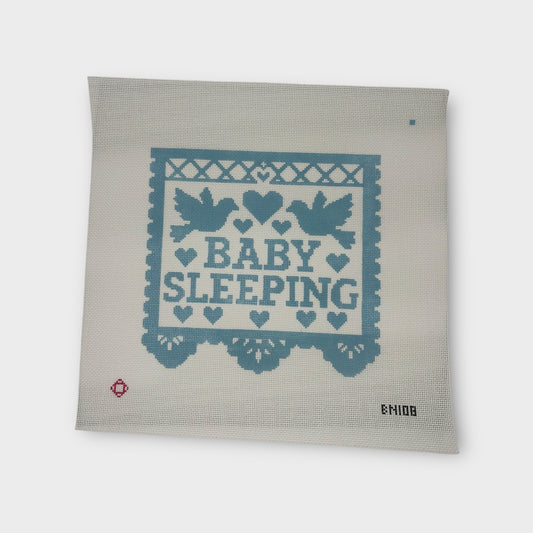 Baby Sleeping (Blue) Papel Picado Needlepoint Sign