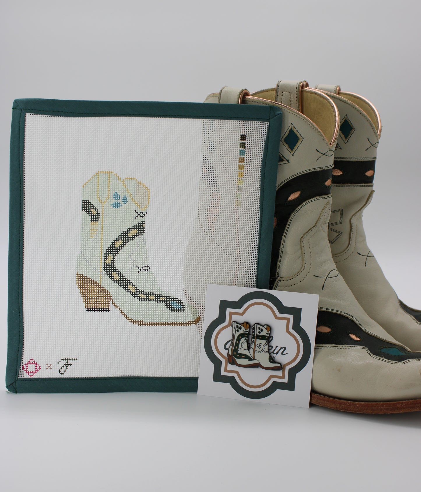 Sneaky Snake Boot Needlepoint Canvas (Fraulein Boots x Bexar Needleworks )