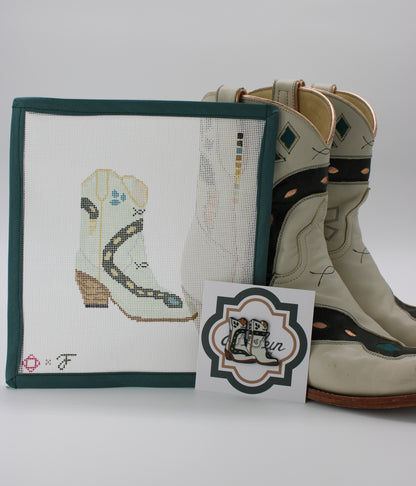 Sneaky Snake Boot Needlepoint Canvas (Fraulein Boots x Bexar Needleworks )