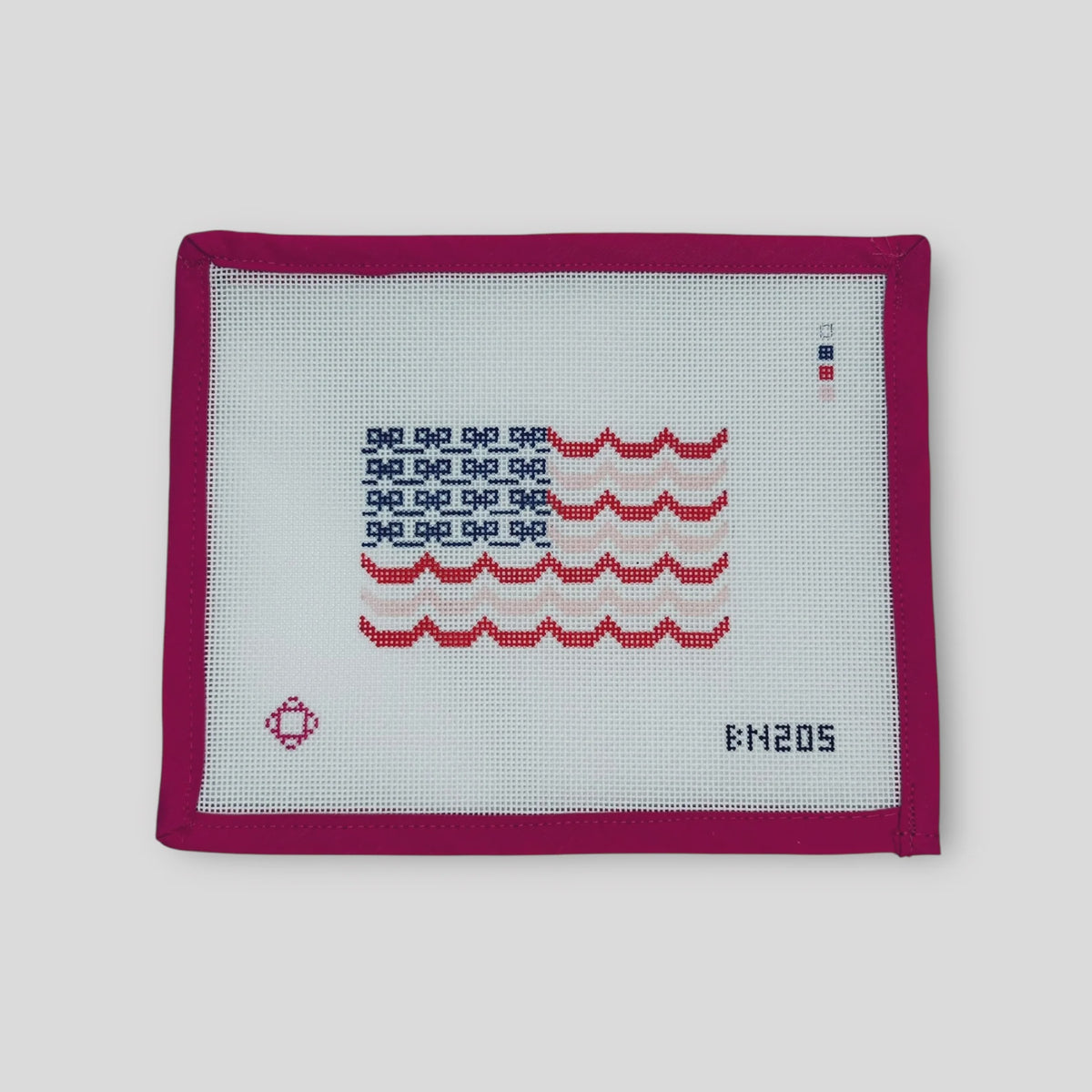 Bows and Scallops American Flag Needlepoint Ornament/Bag tag Canvas