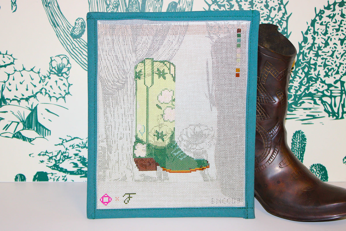 Buttercup Boot Needlepoint Canvas (Fraulein Boots x Bexar Needleworks)