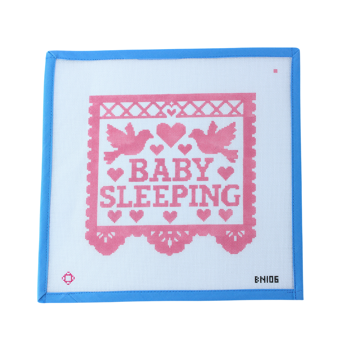 Baby Sleeping (Pink) Papel Picado Needlepoint Sign