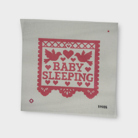 Baby Sleeping (Pink) Papel Picado Needlepoint Sign