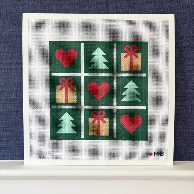 Tic Tac Christmas Gifts Needlepoint Tray Insert Canvas