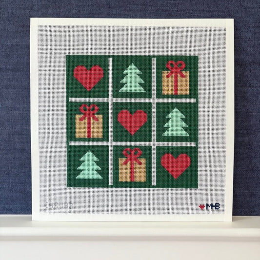 Tic Tac Christmas Gifts Needlepoint Tray Insert Canvas