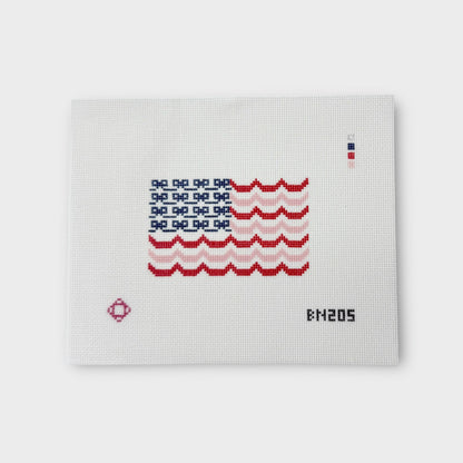 Bows and Scallops American Flag Needlepoint Ornament/Bag tag Canvas