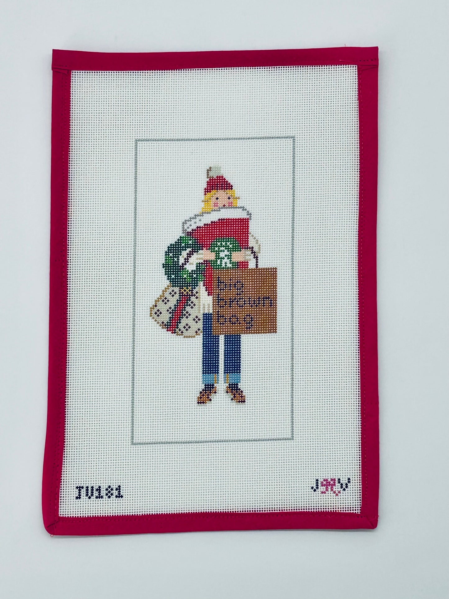 Christmas Shopper Blonde Needlepoint Canvas