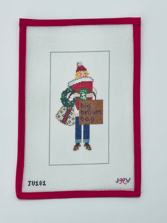 Christmas Shopper Blonde Needlepoint Canvas