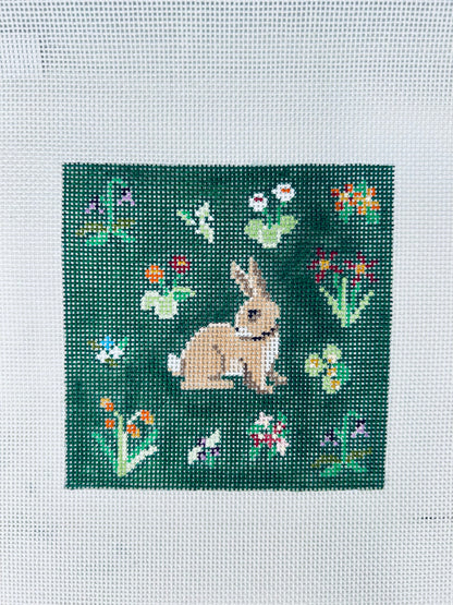 Cluny Rabbits Needlepoint Canvas, Coaster Set