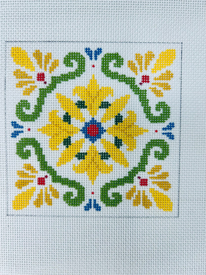 Talavera Tiles Needlepoint Canvas, Coaster Set