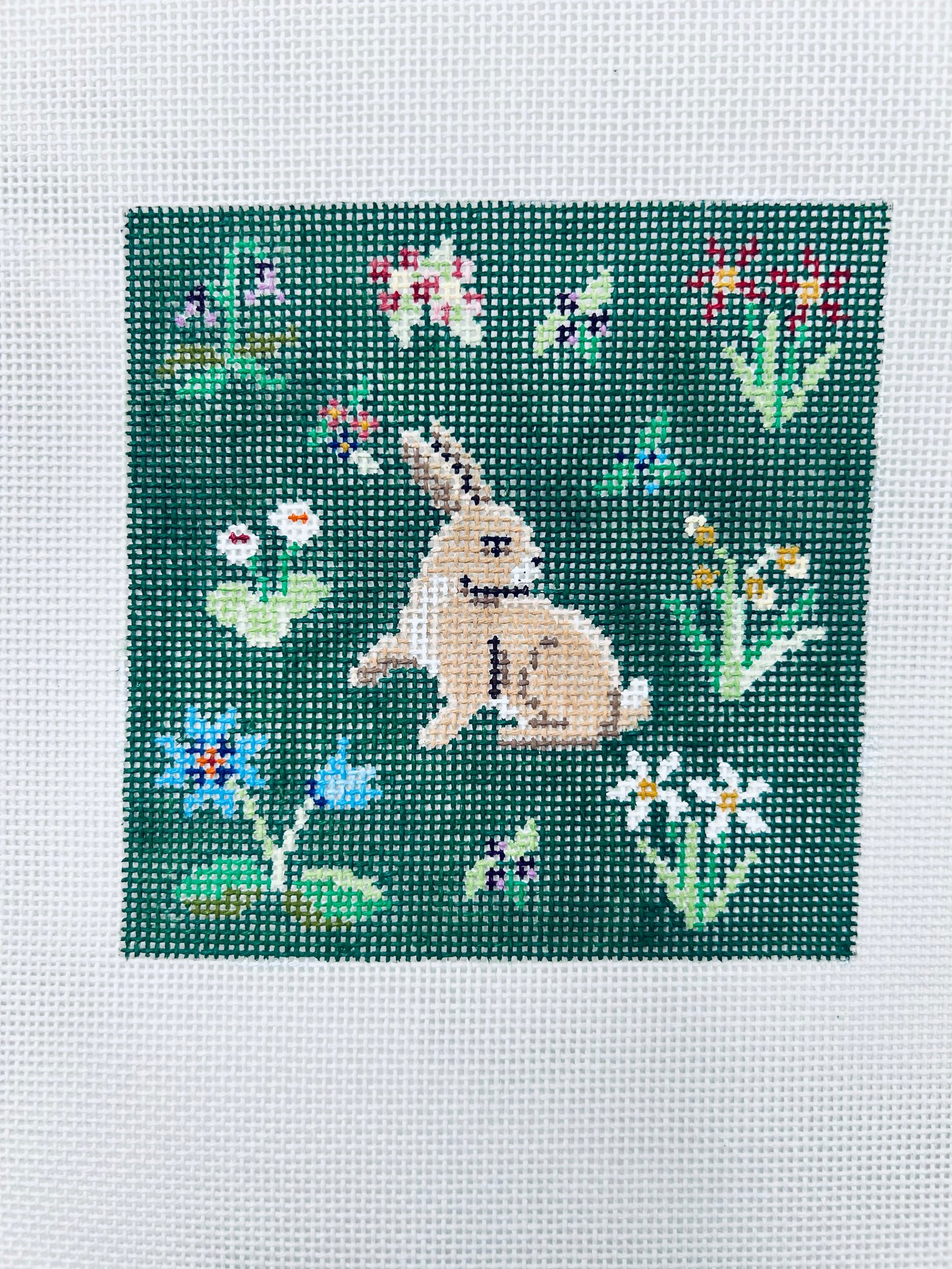 Cluny Rabbits Needlepoint Canvas, Coaster Set