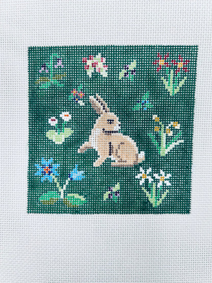 Cluny Rabbits Needlepoint Canvas, Coaster Set