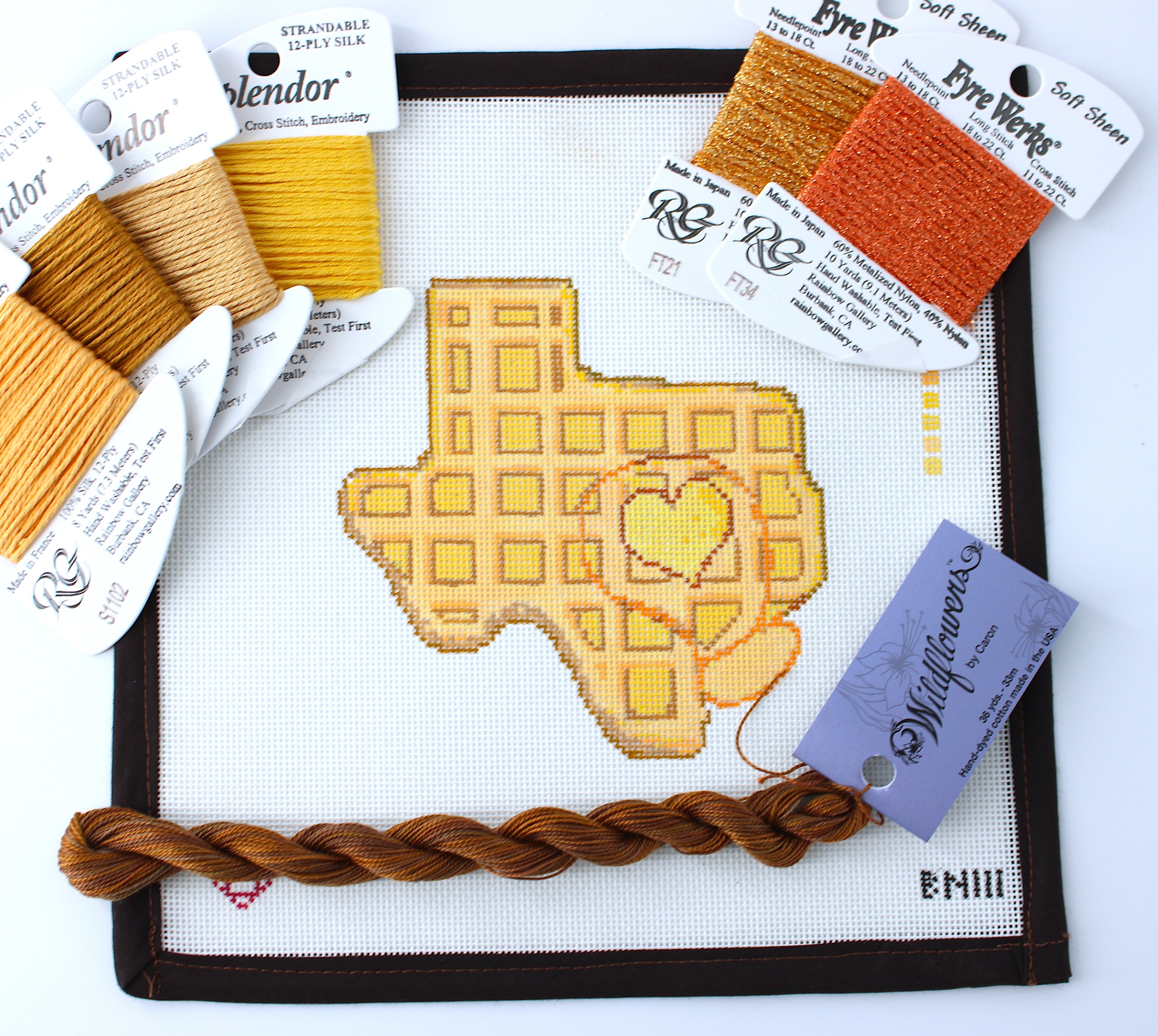 I Heart Texas Waffle Needlepoint Ornament Canvas