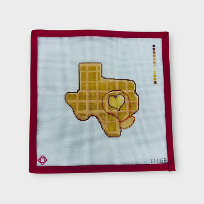I Heart Texas Waffle Needlepoint Ornament Canvas