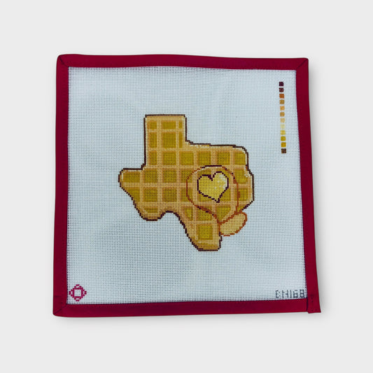 I Heart Texas Waffle Needlepoint Ornament Canvas