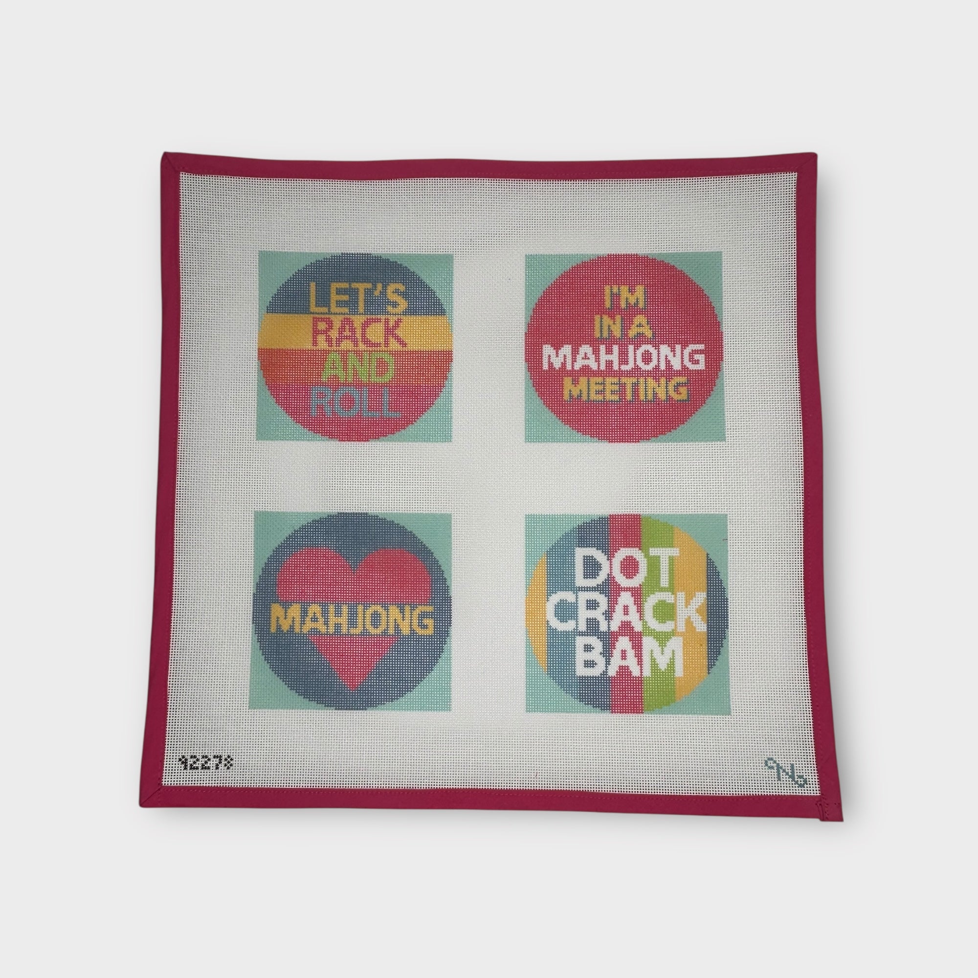 Mah Jong Needlepoint Coaster Canvas (Set of 4)