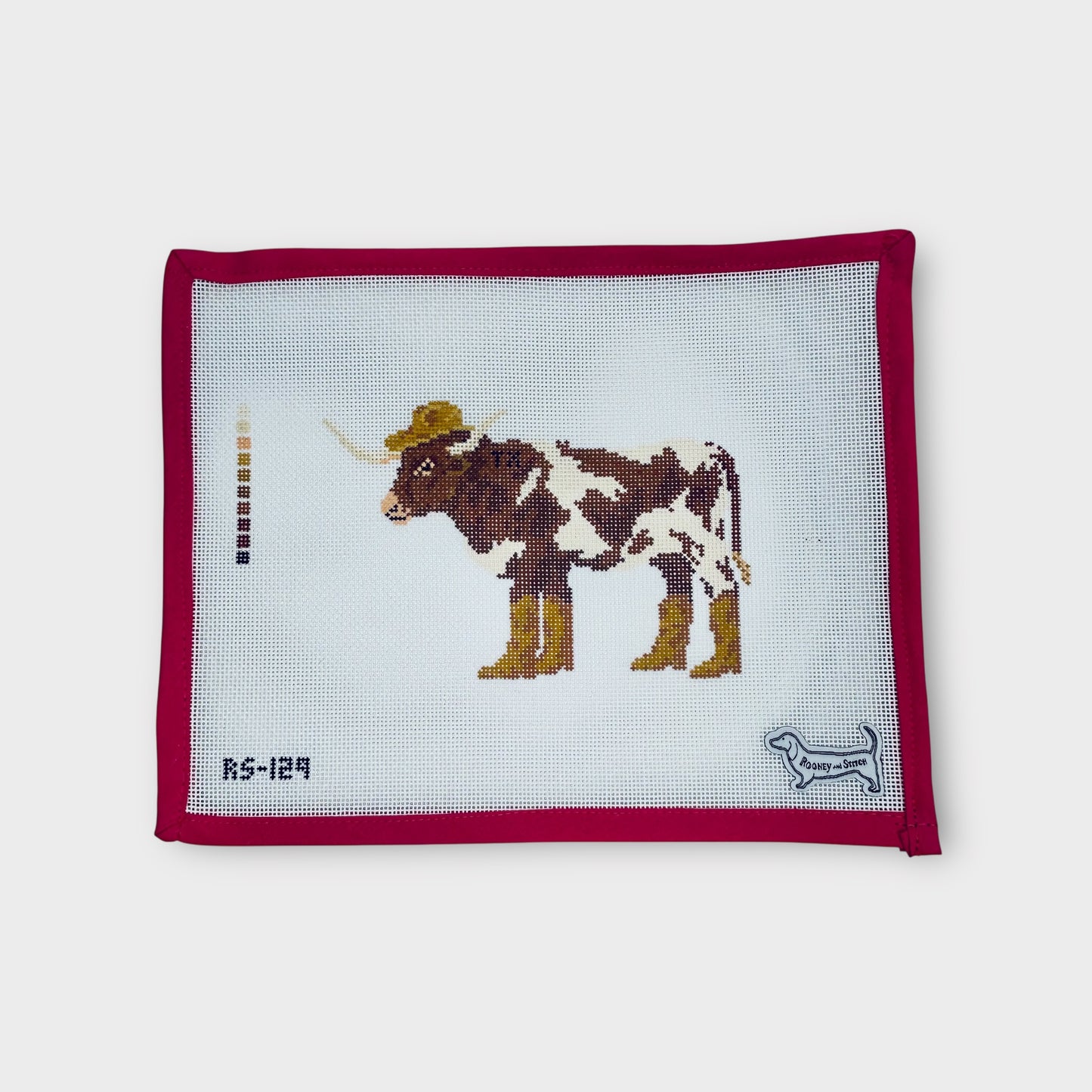 Longhorn in Boots Needlepoint Canvas