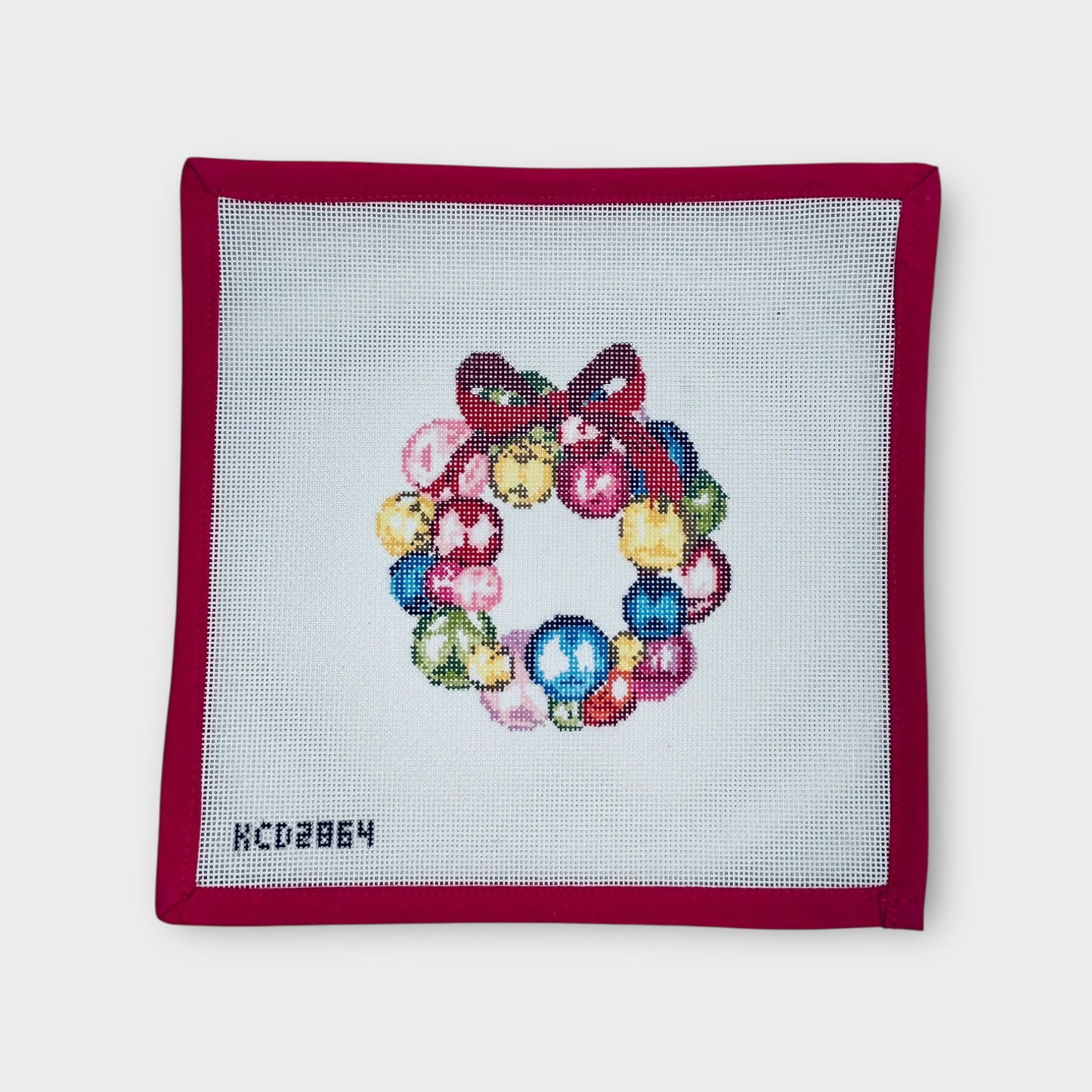 Mini Glass Ornament Wreath Needlepoint Canvas