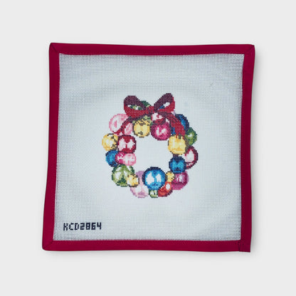 Mini Glass Ornament Wreath Needlepoint Canvas