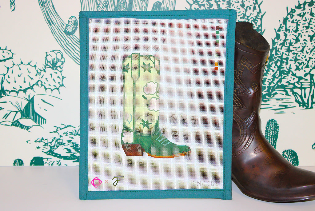 Buttercup Boot Needlepoint Canvas (Fraulein Boots x Bexar Needleworks)