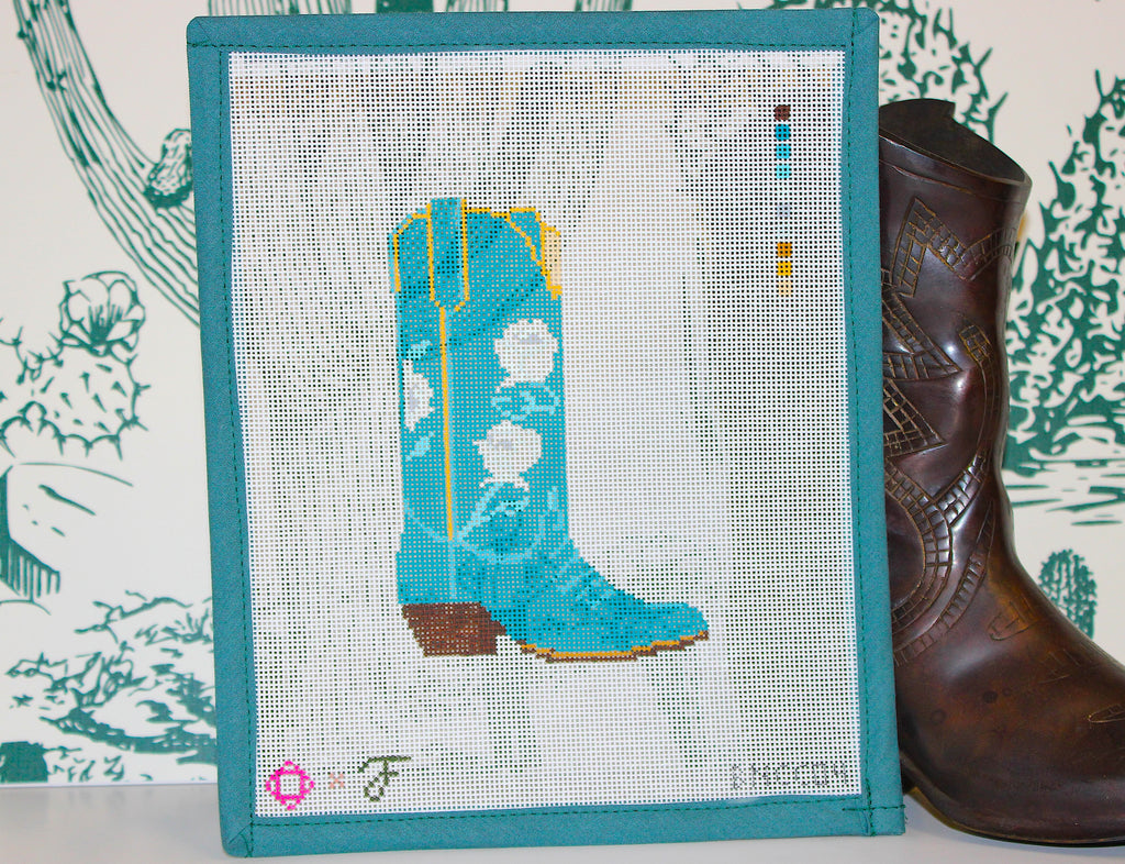 San Antonio Rose Boot Needlepoint Canvas (Fraulein Boots x Bexar Needleworks)
