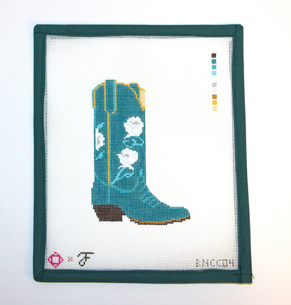 San Antonio Rose Boot Needlepoint Canvas (Fraulein Boots x Bexar Needleworks)