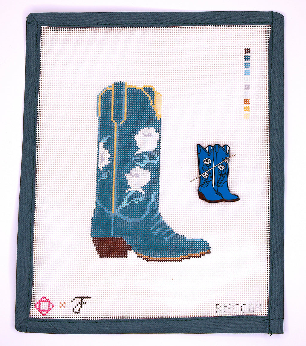 San Antonio Rose Boot Needlepoint Canvas (Fraulein Boots x Bexar Needleworks)