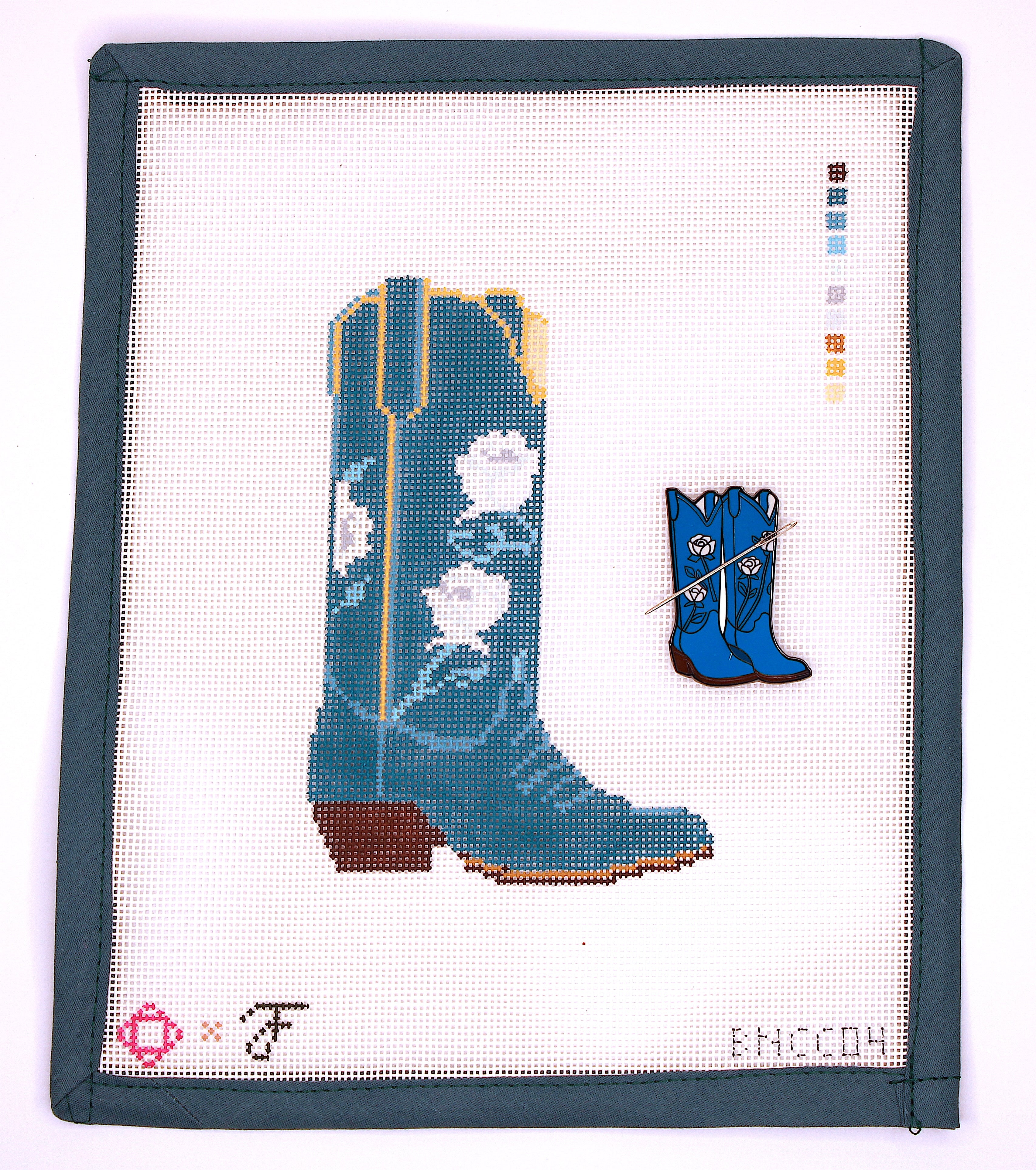 San Antonio Rose Boot Needlepoint Canvas (Fraulein Boots x Bexar Needleworks)