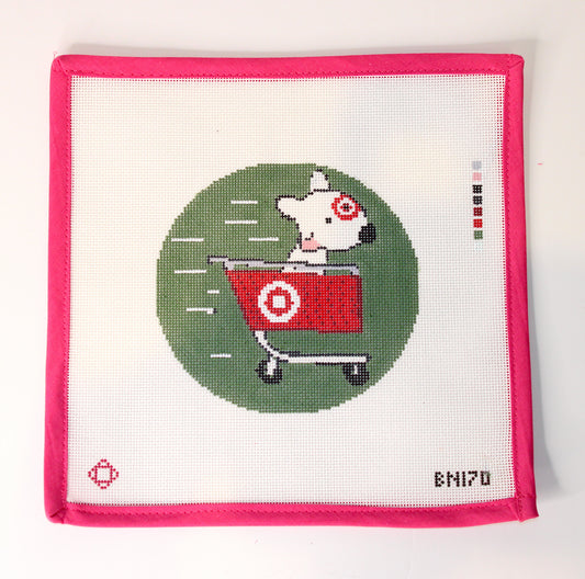 Bullseye Mascot de Targét Shopping Cart Needlepoint Ornament
