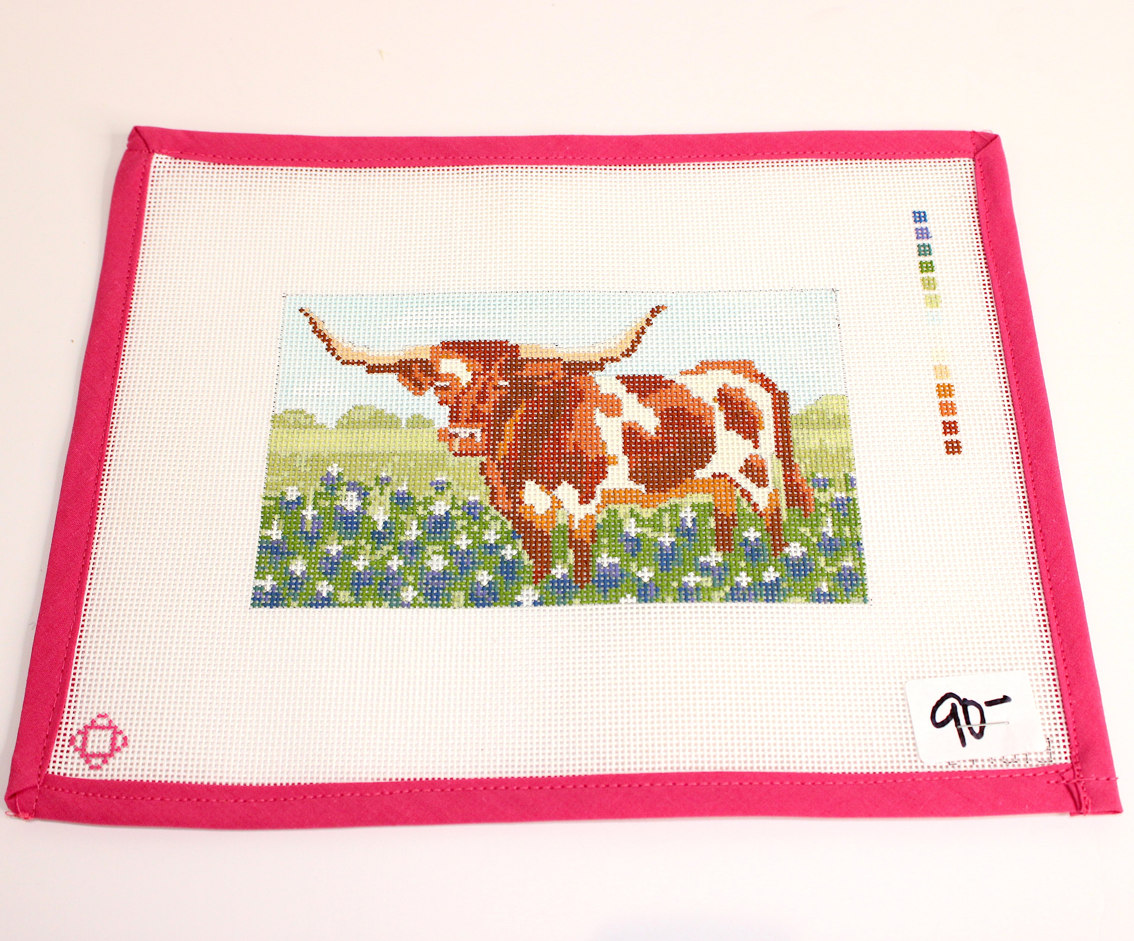 Longhorn Bluebonnet Clutch Insert Needlepoint Canvas