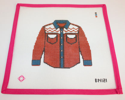 Western Shirt Ornament Needlepoint Canvas