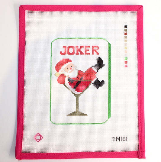 Santa Joker Mah Jong Tile Needlepoint Canvas