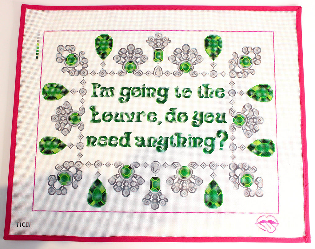 "A Souvenir from Paris" Pillow Needlepoint Canvas (Tongue-in-Chic)