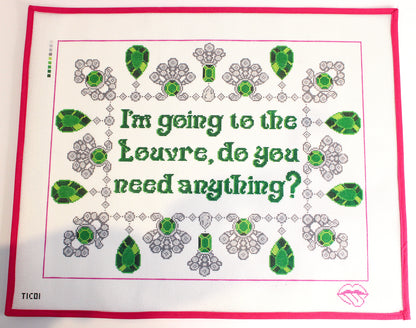 "A Souvenir from Paris" Pillow Needlepoint Canvas (Tongue-in-Chic)